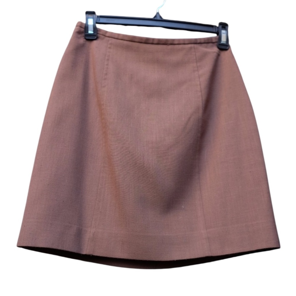 Vintage Brown Linen Lined High Waisted A-Line Mini Skirt - Size Small / 4 - Picture 15 of 16